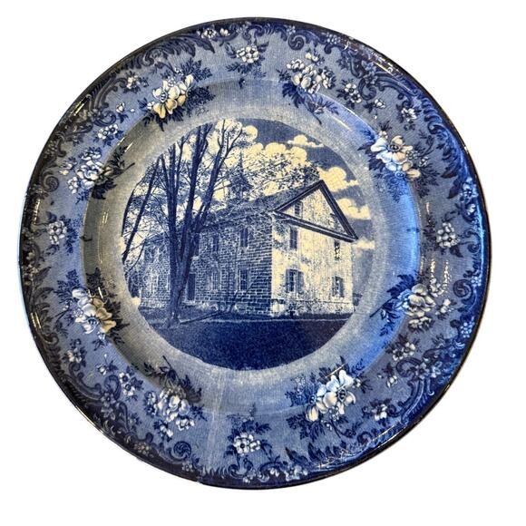 WRIGHT TYNDALE & VAN RODEN Philadelphia Old Academy Germantown Blue Plate Vtg - Picture 1 of 4
